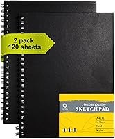 Vista 12 de CONDA Cuaderno de bocetos de 9 x 12 pulgadas, bloc de bocetos con espiral superior, 100 hojas (60 lb/90 GSM), papel de bocetos duradero libre