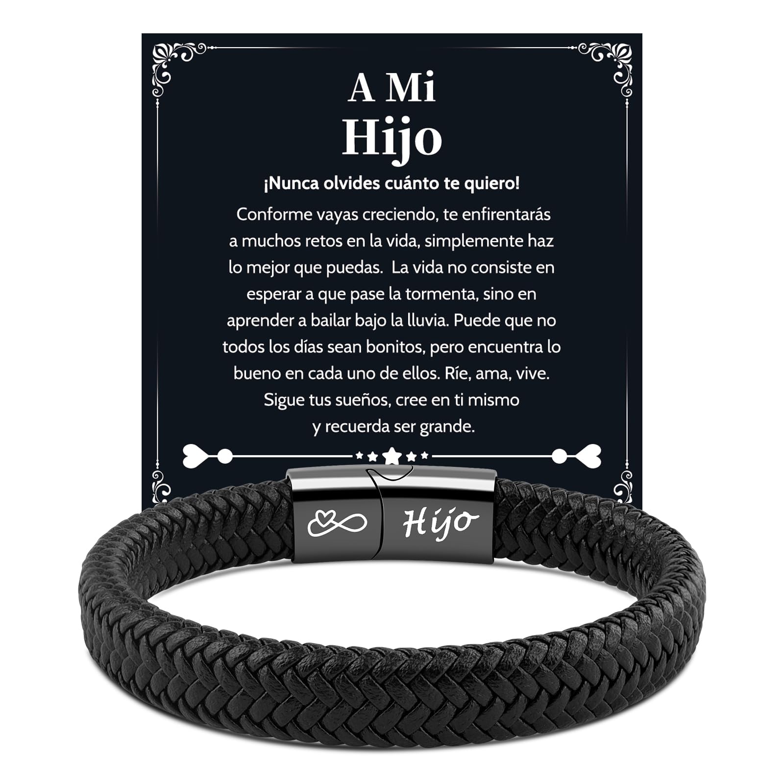 VU100 Regalos para Hombre/Hijo/Papá Pulsera de Cuero para Hombres Regalo de Cumpleaños para Hombre Hijo Papá Regalo para el Día del Padre Regalo de Cumpleaños de Navidad para Hijo Niño Marido Novio