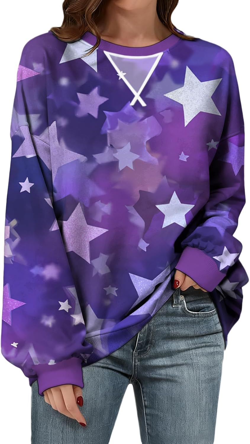 Spring Sweatshirt Women Crewneck Long Sleeve Soft Loose Fit Oversized Casual Pullov...