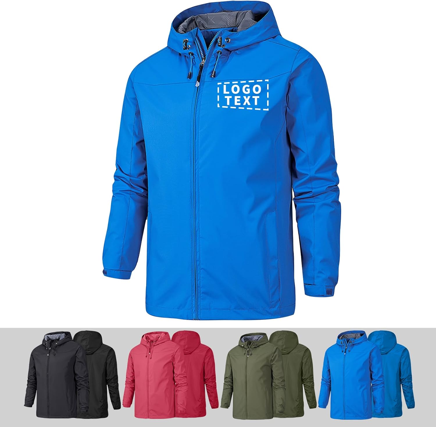 Personalized Men's Windbreaker Jacket Lightweight Water-Resistant Windbreakers for Outdoor Camping Travel