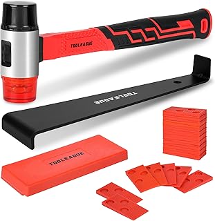 TOOLEAGUE 43Pcs Laminate Wood Flooring Installation Kit with 10-3/4 inch Double-Faced Soft Mallet,40Pcs Spacers,Heavy Duty Pull Bar and Tapping Block