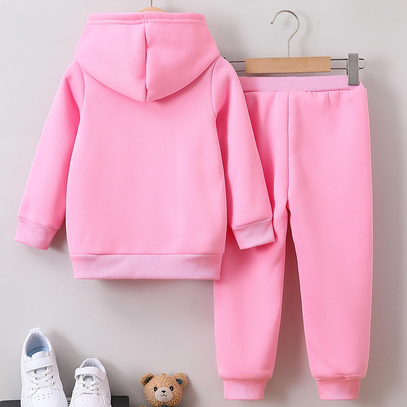 Trainingsanzug Kinder Mädchen Jogginganzug 2tlg Sweatshirt mit Kapuze + Sporthose Sportanzug mit Schmetterlingsprint