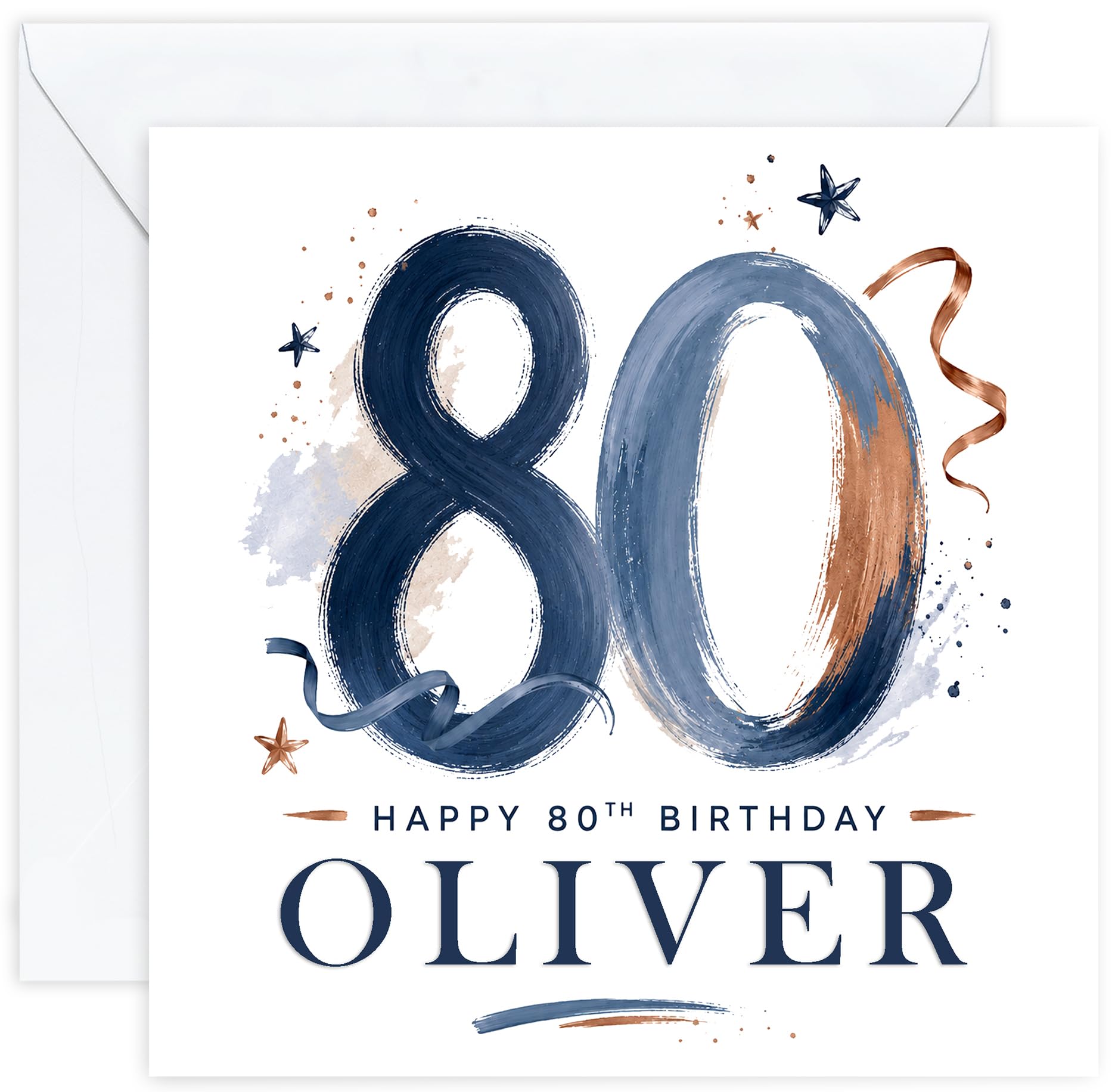 Personalised 80th Birthday Card for Him | Eightieth Birthday Card for 80 Year Old Men | Husband Dad Grandad Brother Friend | Male Birthday Card with Name (Design 05)