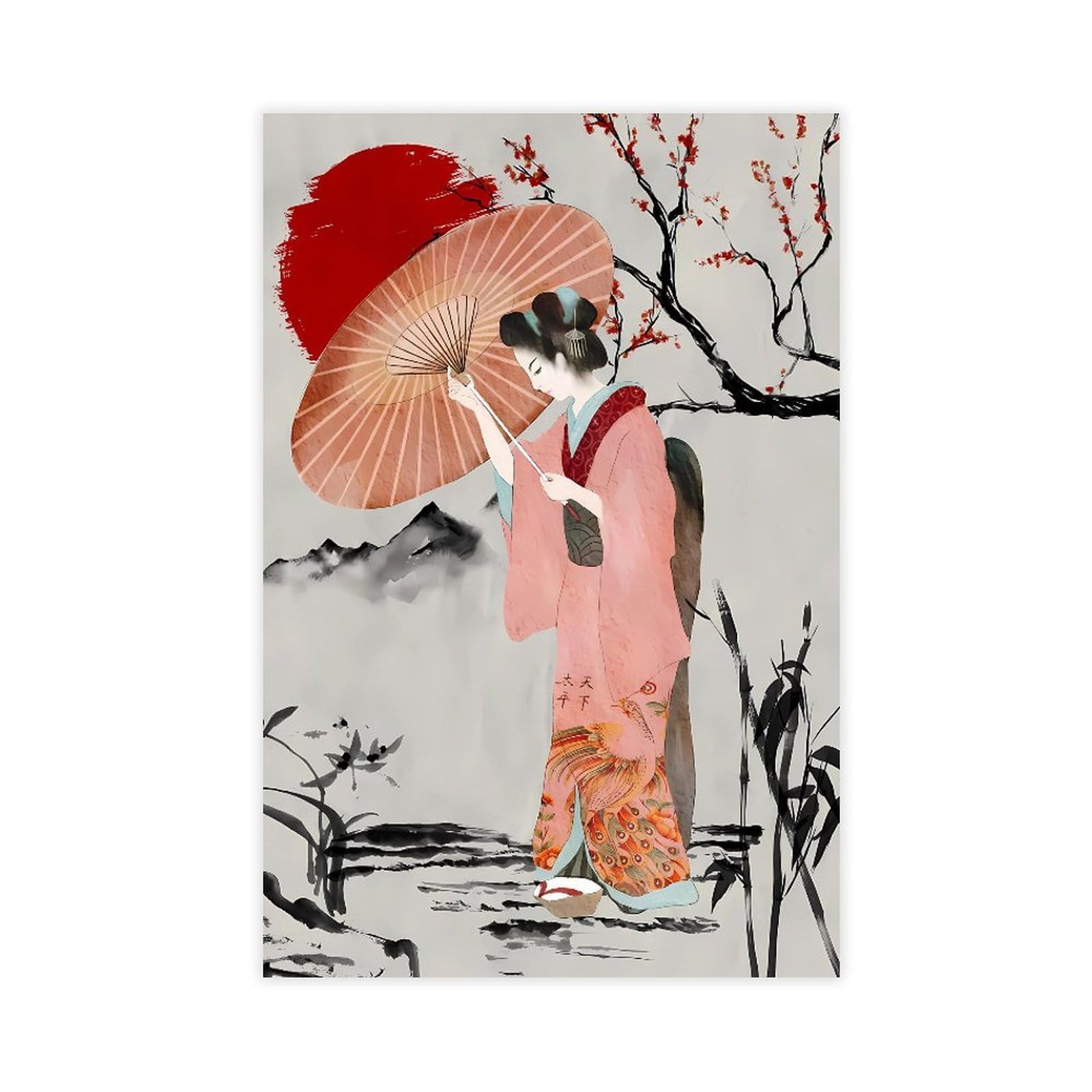 QNVJQKDSI Japanese Geisha Art (22) Canvas Poster Bedroom Decor Landscape Office Room Decor Gift 24" L X 36" W