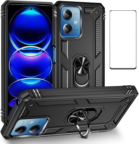 Funda para Xiaomi redmi Note 12 5GPoco X5 5G con protector de pantalla, soporte delgado protección militar a prueba de golpes Armor Defender Funda