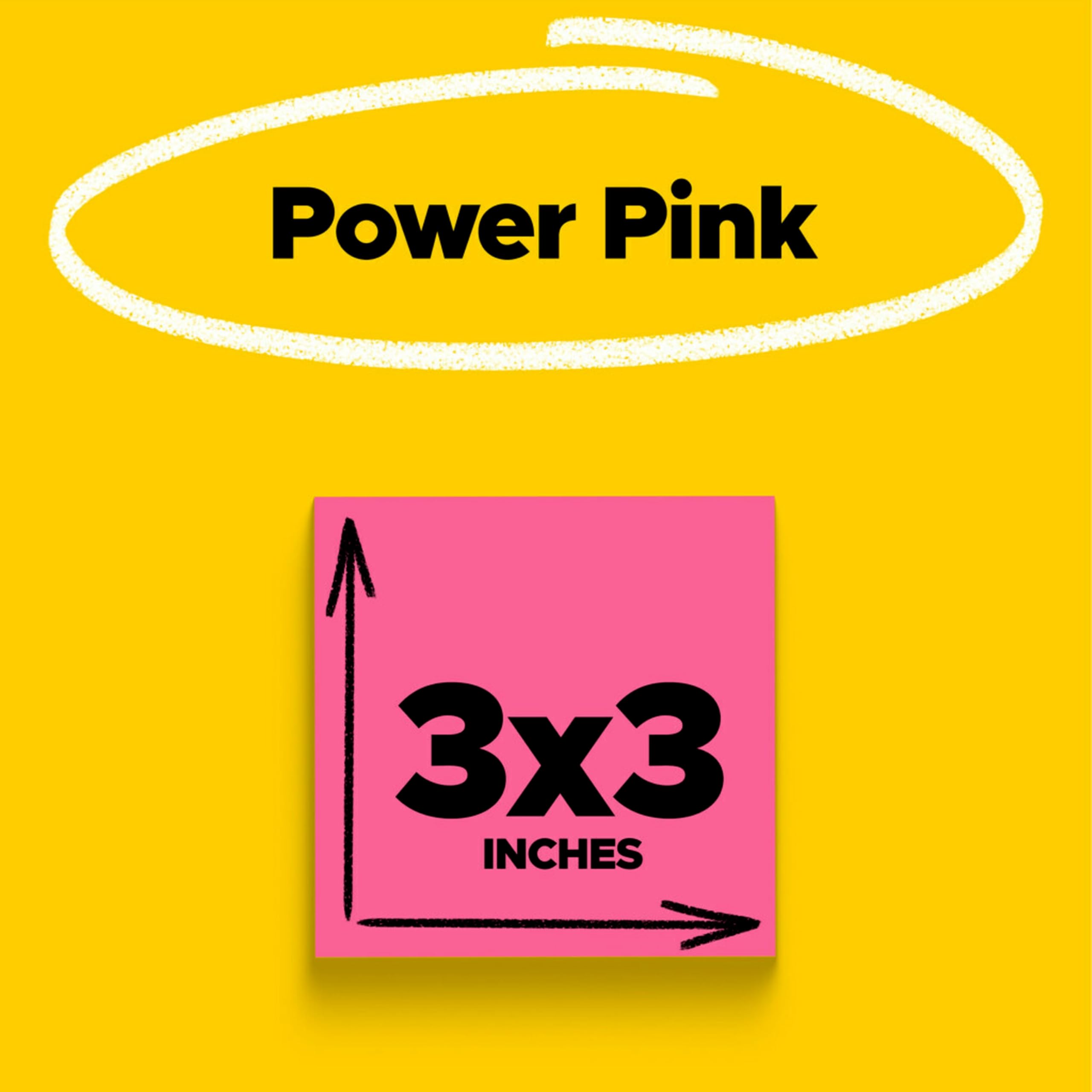 Post-it Super Haftnotizen, 7,6 x 7,6 cm, 5 Blöcke, 90 Blatt/Block, insgesamt 450 Blatt, 2 x Haftkraft, Power Pink
