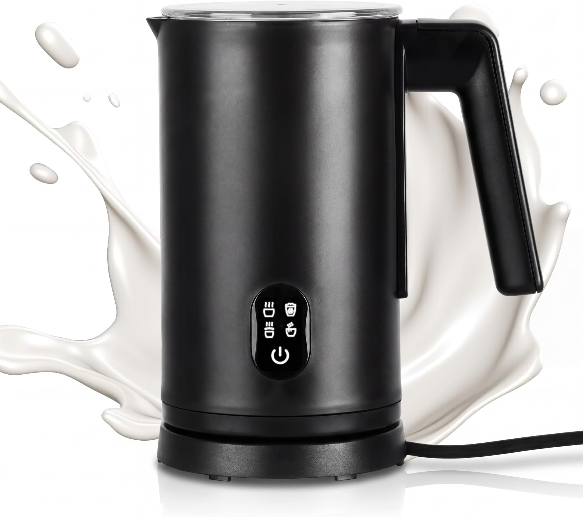 Straame 4 in 1 Electric Milk Frother 300ml Hot Chocolate Maker, Matte Black