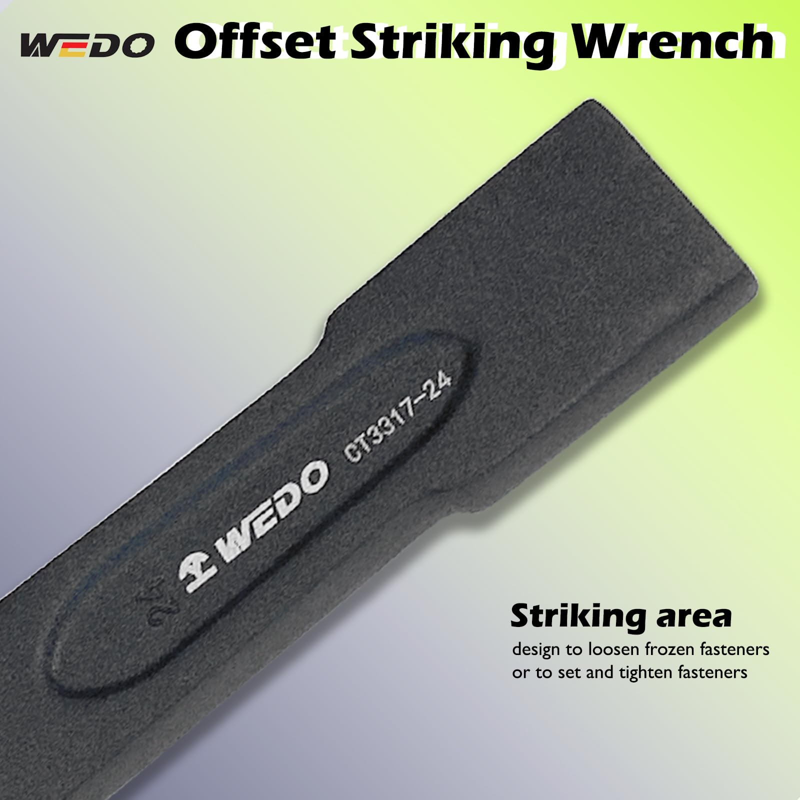 WEDO Llave de golpe poligonal 60mm,Llave de estrella, acodada,Largo 317mm,acero cromado 40,forjada de una sola vez, par fuerte, alta resistencia, resistencia al desgaste,DIN Criterios