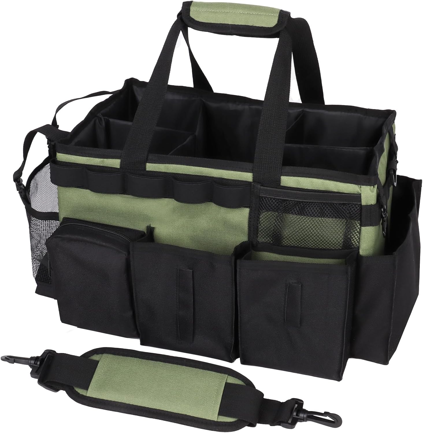 Large Cleaning Caddy Bag, Green, 5 Compartments, Shoulder Strap, Professional Cleaning Organizer Large Cleaning Caddy Bag, Green, 5 Compartments, Shoulder Strap, Professional Cleaning Organizer