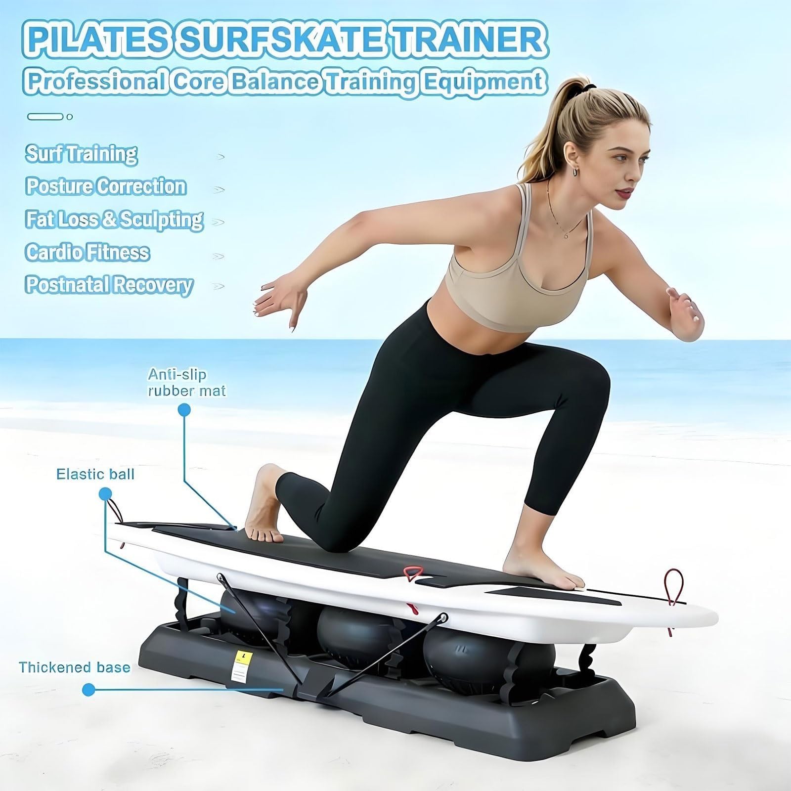 Máquina de Surf y Tabla de Balance para Rehabilitación - Equipo de Equilibrio para Adultos y Niños, Accesorio de Yoga y Gimnasio para Fortalecer Tobillos