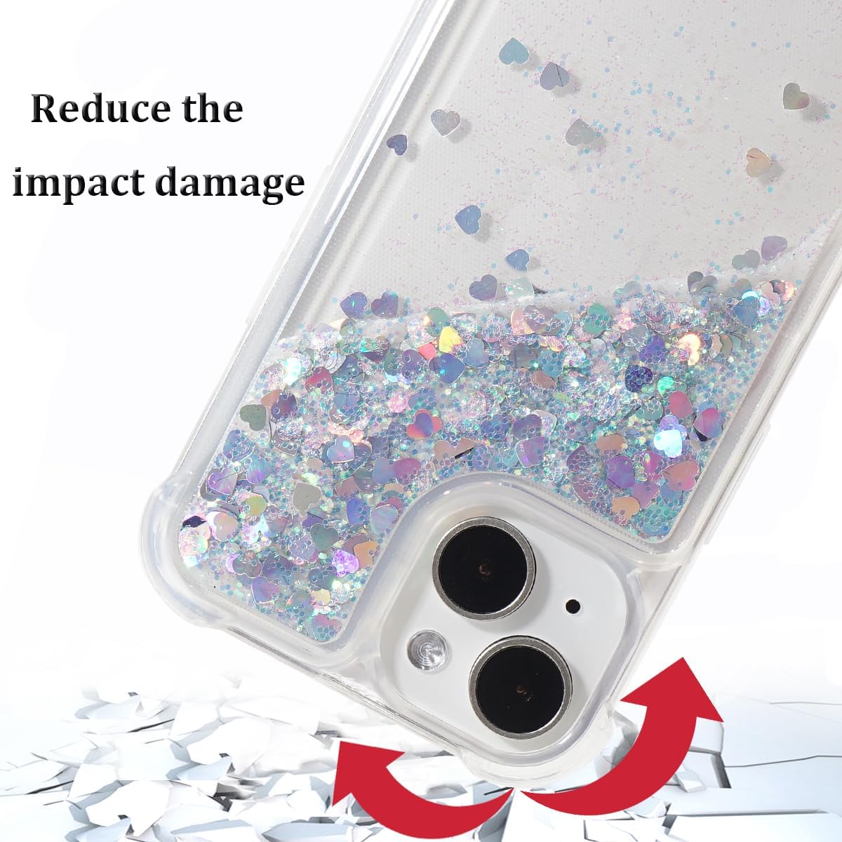 Glitter Case Compatible with iPhone 15 Plus Glitter Case Clear Soft TPU Rubber Bumper Bling Girly Women Cute Liquid Holiday Case for iPhone 15 Plus 6.7 inch (Silver) - Image 3