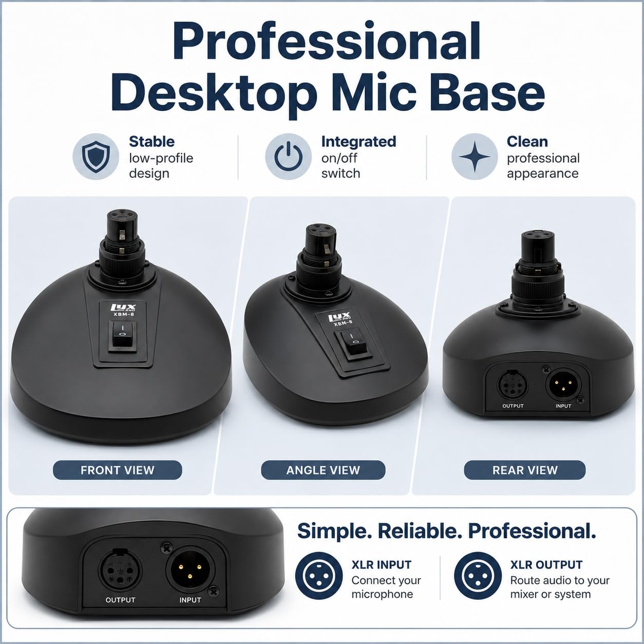 LyxPro XBM-8 – Supporto con base da tavolo per microfoni da podio e con asta flessibile