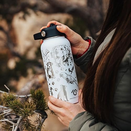 Miniatura 5 de Animal Rescue - Botella de agua con tapa con pajilla, acero inoxidable grabado de 32 onzas con correa, temática de mejores amigos, mascotas y