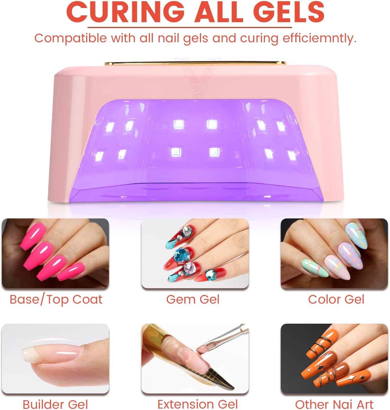 Nail Lamp Curing Various Gel Types