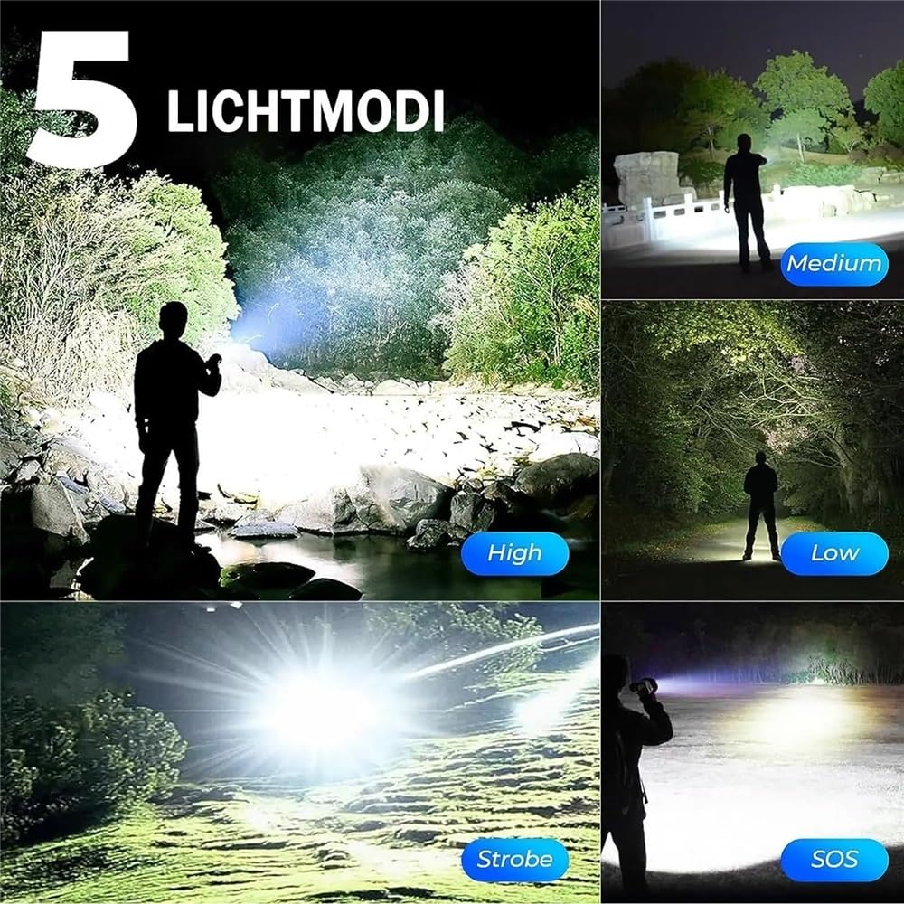 Mocna latarka LED Super jasna, ładowalna, przenośna latarka o dużej mocy, zewnętrzna awaryjna latarnia kempingowa(30W 26650 battery)