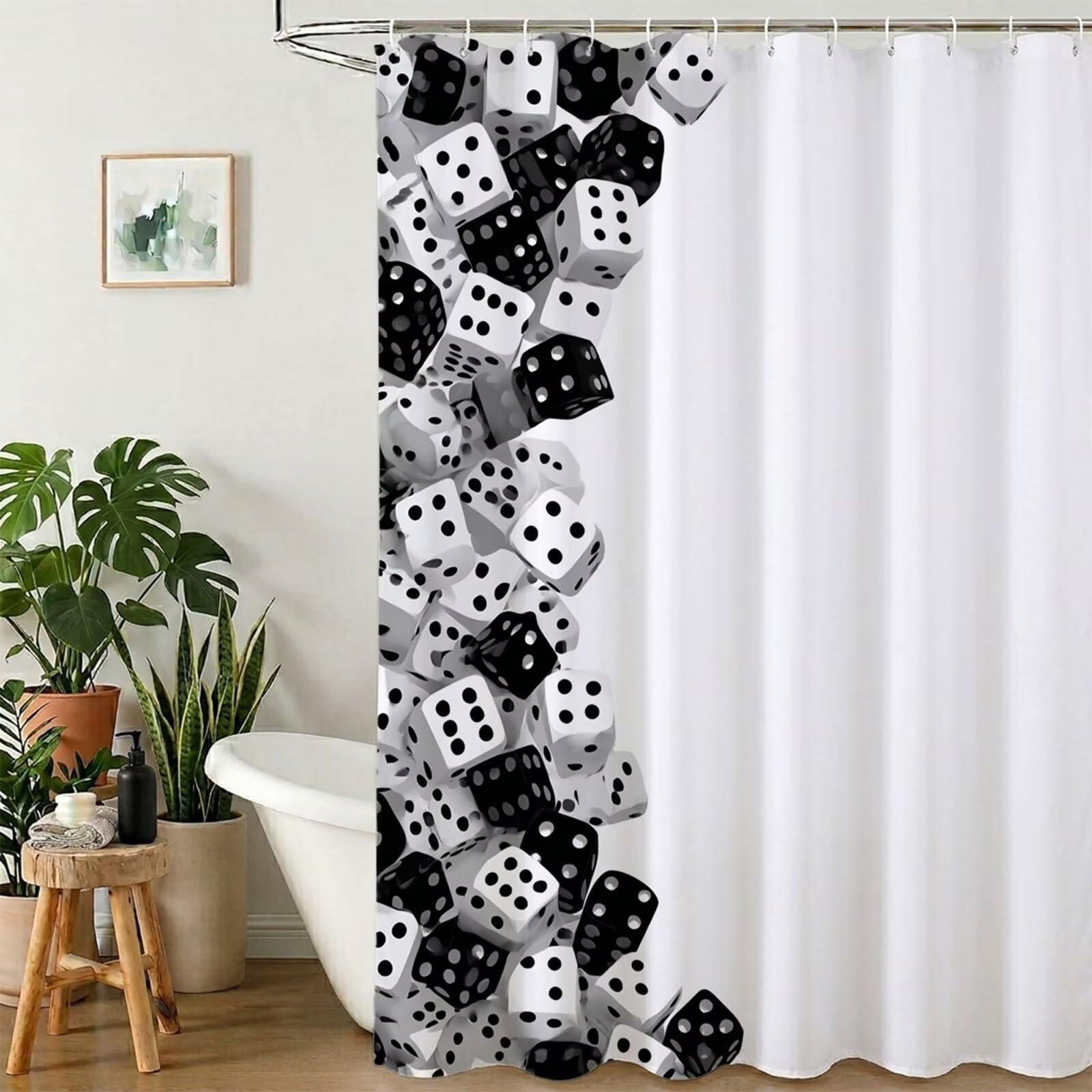 Rideau de douche 120x180 lavable en machine avec 12 anneaux inclus