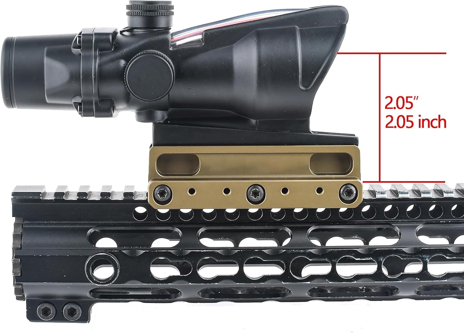 Tactical Optic Scope Riser Mount for Acog/Vcog Fiber Optic Red Dot,fit for 20mm Weaver/Picatinny Rail