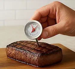 Termômetro para Carne, Analógico em Aço Inox, 74mm, Medidor de Ponto para Churrasco