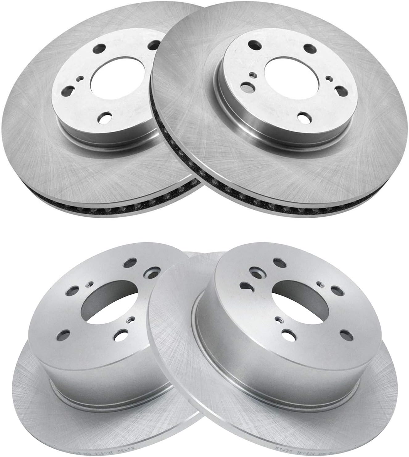 TRQ Front and Rear Brake Rotors Set Compatible with 2007-2012 Lexus ES350 2008-2012 Toyota Avalon 2007-2011 Camry