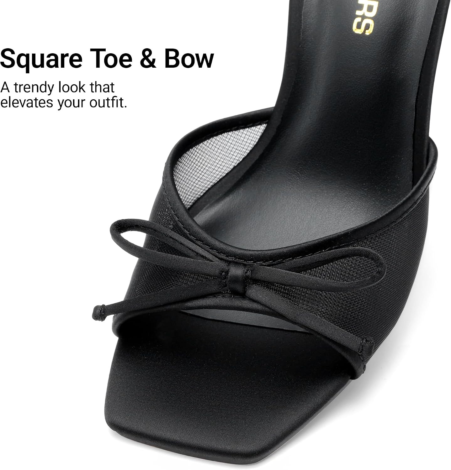 DREAM PAIRS Women's Square Open Toe Heels With Bow Vintage Slip on Stiletto High Backless Dressy Sandals for Daily Party