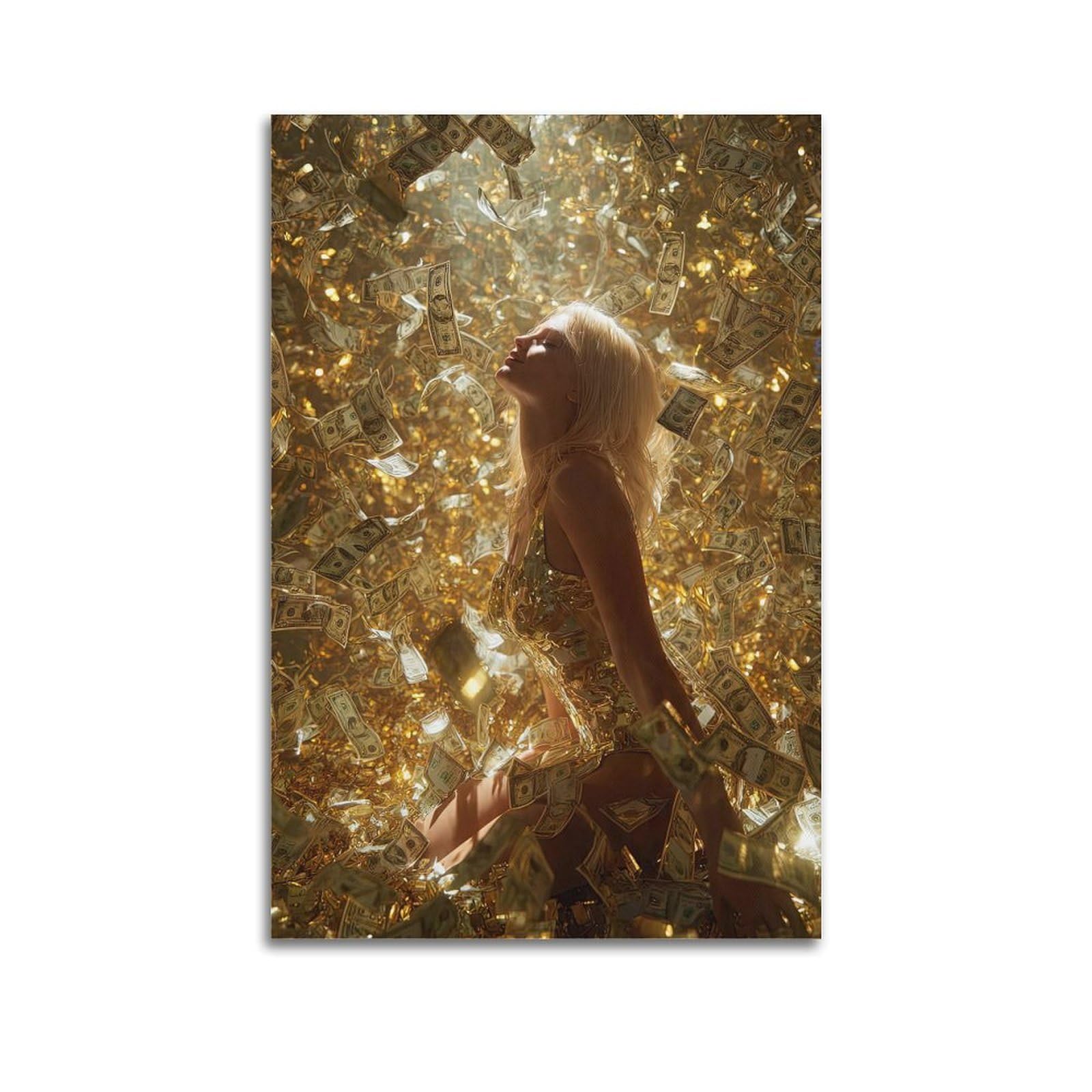 OKAHYS Vintage Beautiful Girl Poster Dream Money Sexy Lady Artwork Decorative Painting Canvas Wall Artworks Picture 24x36inch(60x90cm)