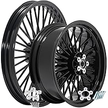 TOFR 21x2.15 17x6.0 Front Rear Wheels Rims Big Fat Spoke For Harley Softail FLSTF Fat Boy 2007-2017 FXSTB Night Train 2007-2009 FXST Softail Standard 2006-2007 FXSTC Custom 2007-2010 Non-ABS Black