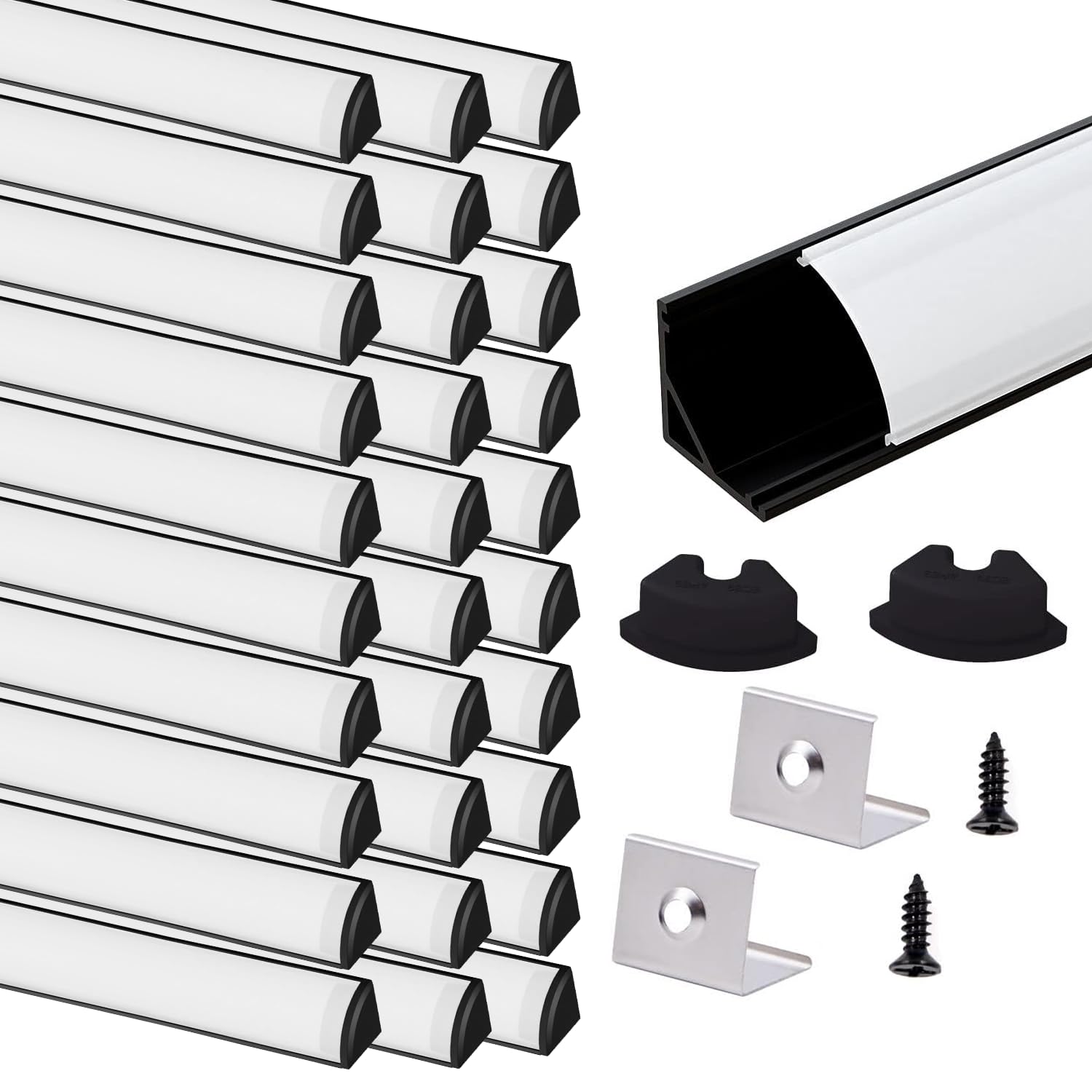 VST 20pack 3.3ft LED Channel, V Shape Led Diffuser Channel, LED Aluminum Channel System with Milky Cover, End Caps and Mounting Clips, Aluminum Profile for LED Strip Light Very Easy Installation — Amazon image 16