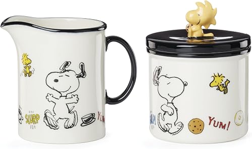 Lenox Home And Kitchen, Chef Snoopy Sugar & Creamer, 2-Piece Set, Porcelain Material, Sugar And Creamer Set, Dishwasher Safe, Chef Snoopy Design, Kitchen Tabletop Decor & Accessories (White, 2 Pieces