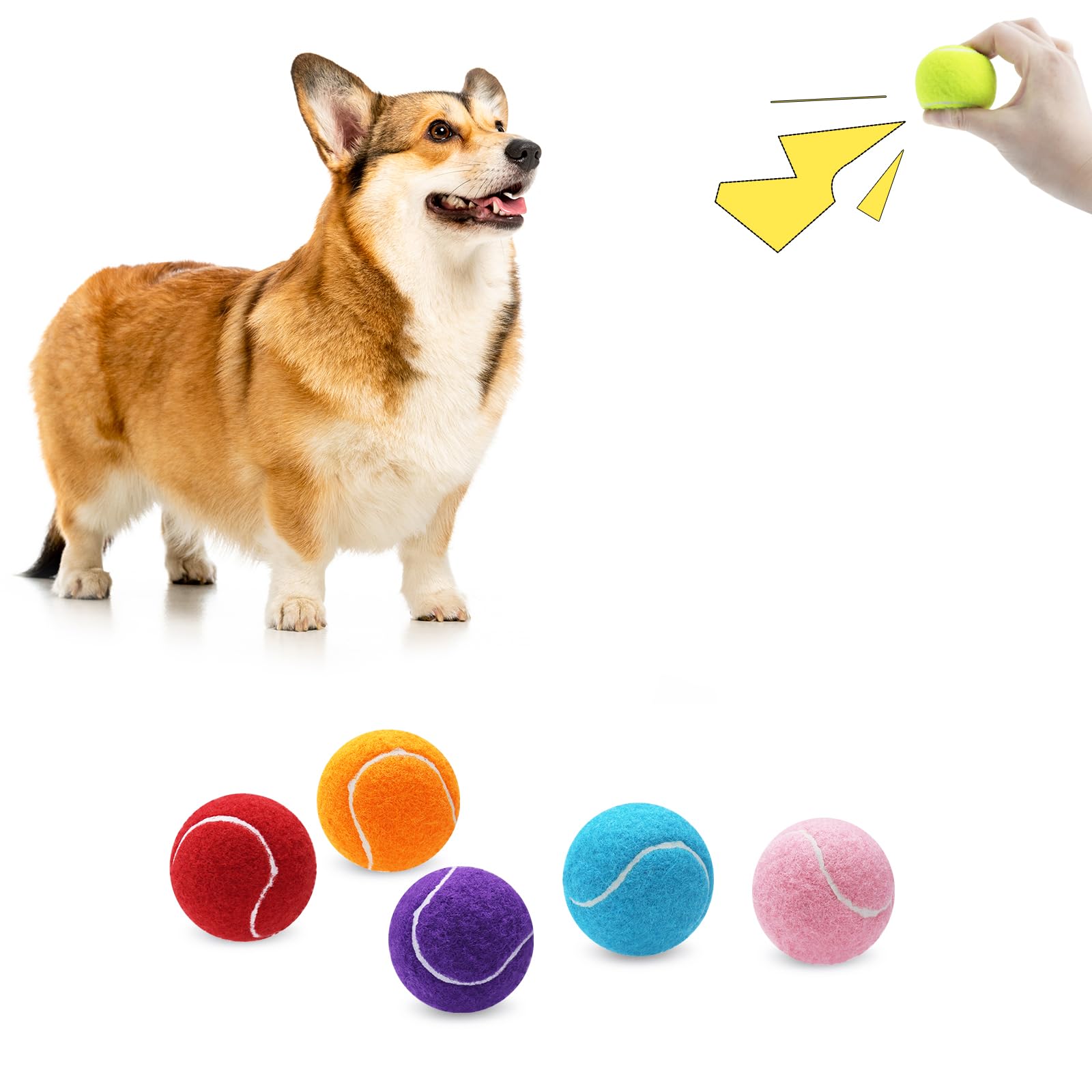 Magicorange 6 Pack Small Tennis Balls 2 inch Squeaky Tennis Ball for Dogs Colorful Easy Catching Squeaky Dog