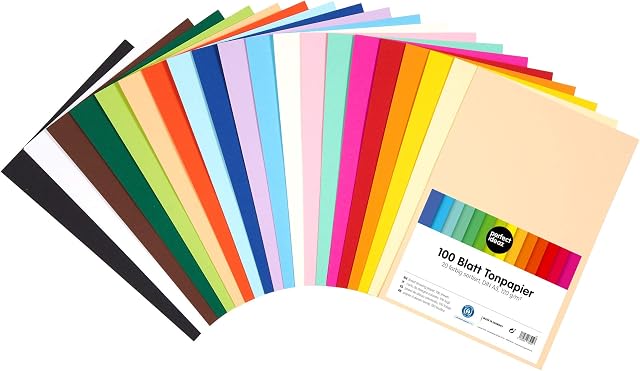 perfect ideaz 100 Sheets Tinted Drawing Paper, A5 Size (5.83 x 8.27 in), Tone Coloured Paper, in 20 Different Solid Colours, 120 g/m², Quality Sheets