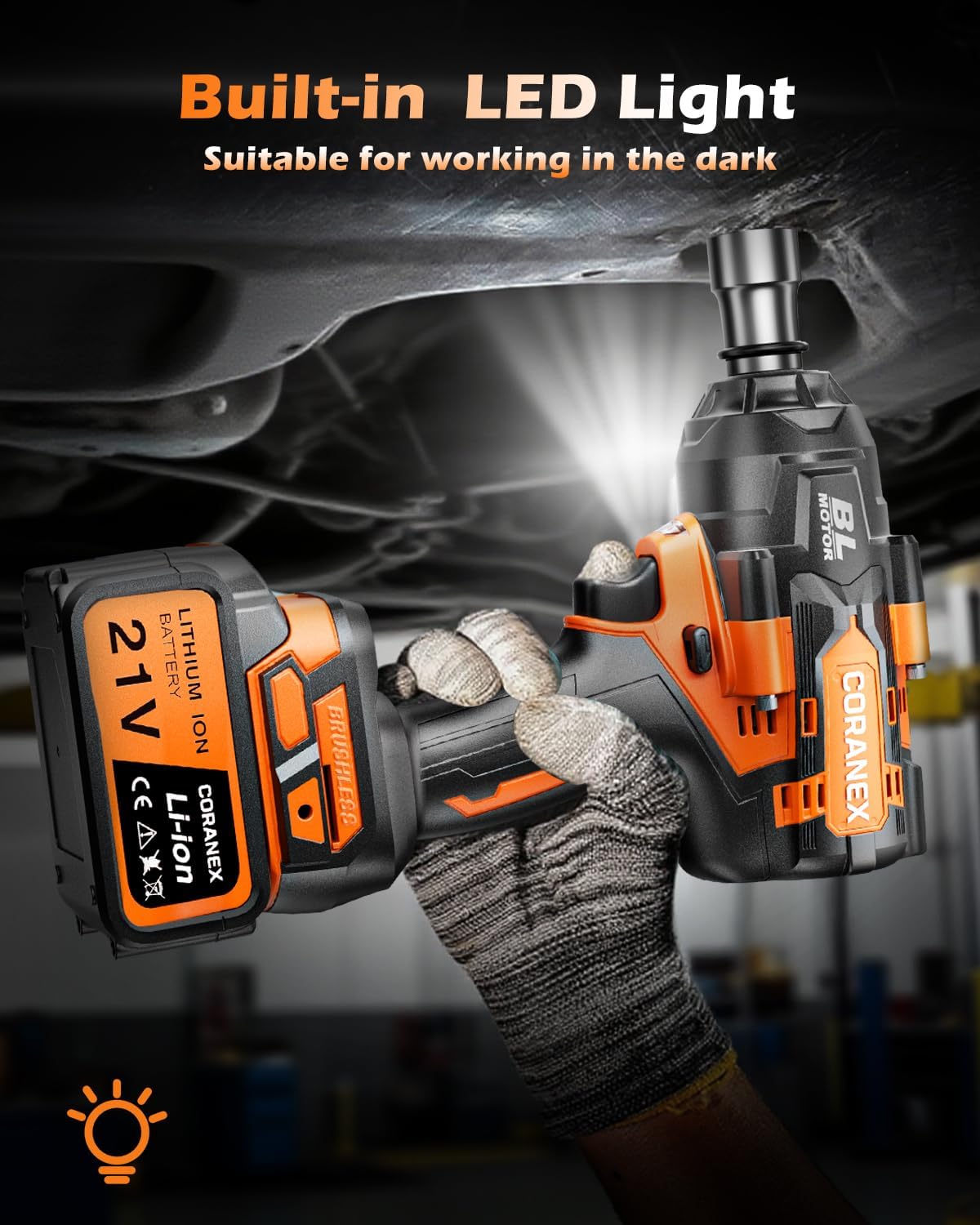 1/2" Cordless Impact Wrench | 1300N.m (960ft-lbs) | 2x4.0Ah Batteries - Longer Runtime | Fast Charger | Variable Speed Control | Brushless Motor High Torque Impact Gun for Auto Repair, Home - Image 5