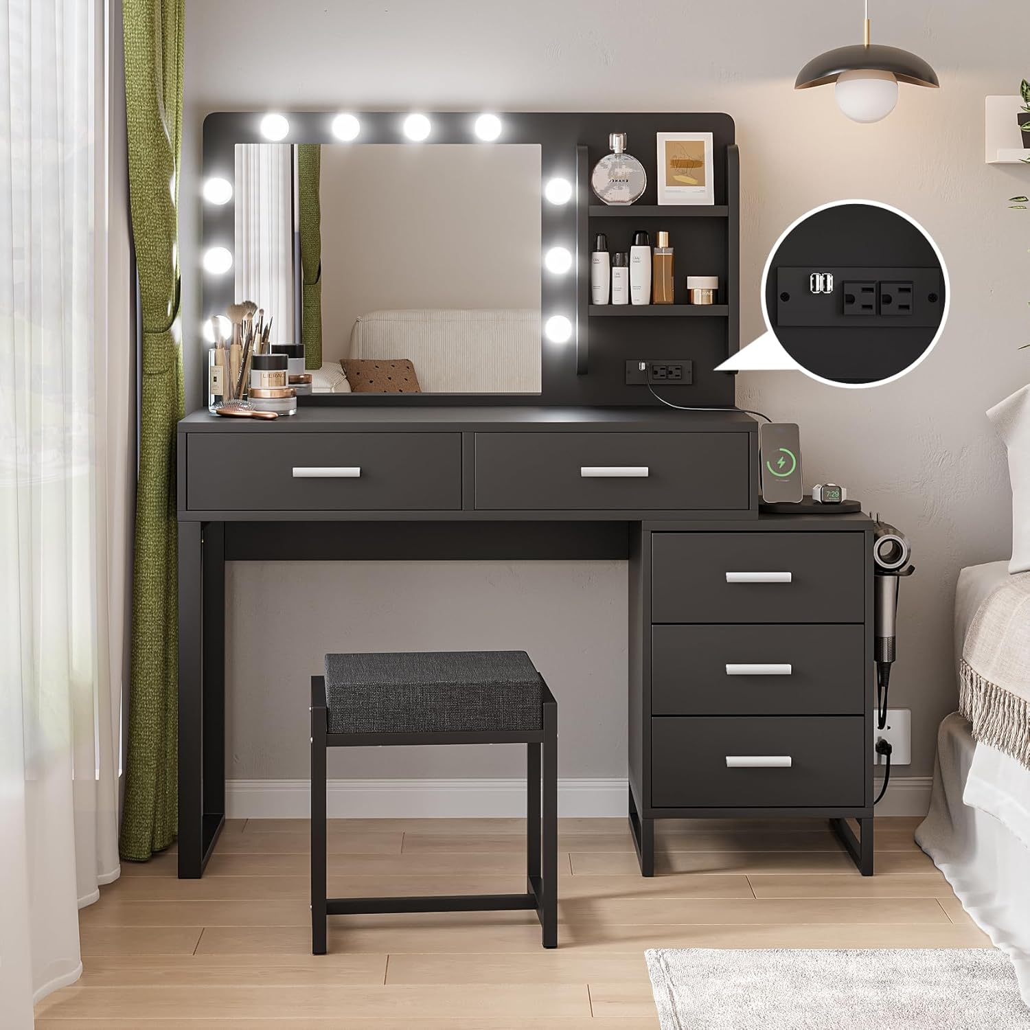 Amazon.com: Semiocthome Vanity Mirror with Lighted Mirror and Power ...
