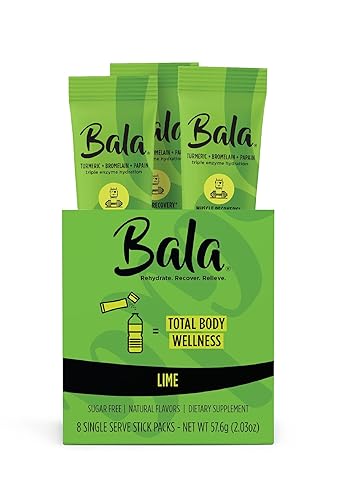 BALA Paquete de mezcla de bebida de cúrcuma de hidratación, polvo de electrolitos sin azúcar, recuperación muscular, apoyo inmunológico, alivio de