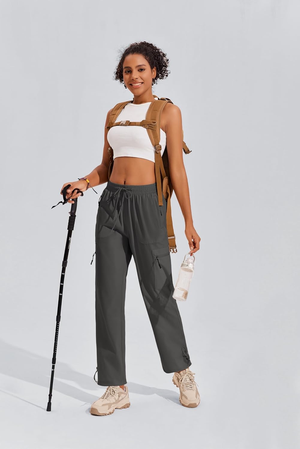 PINSPARK Hiking Pants Women Waterproof Quick Dry Cargo Lightweight UPF 50+ Outdoor Joggers with Zip pockets