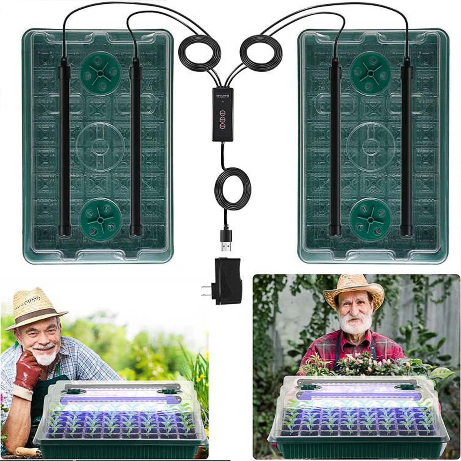 Bandeja de inicio de semillas con luz de crecimiento, 2 paquetes de 80 celdas, kit de inicio de semillas, bandejas de inicio de plántulas con luces de crecimiento, bandejas de germinación de
