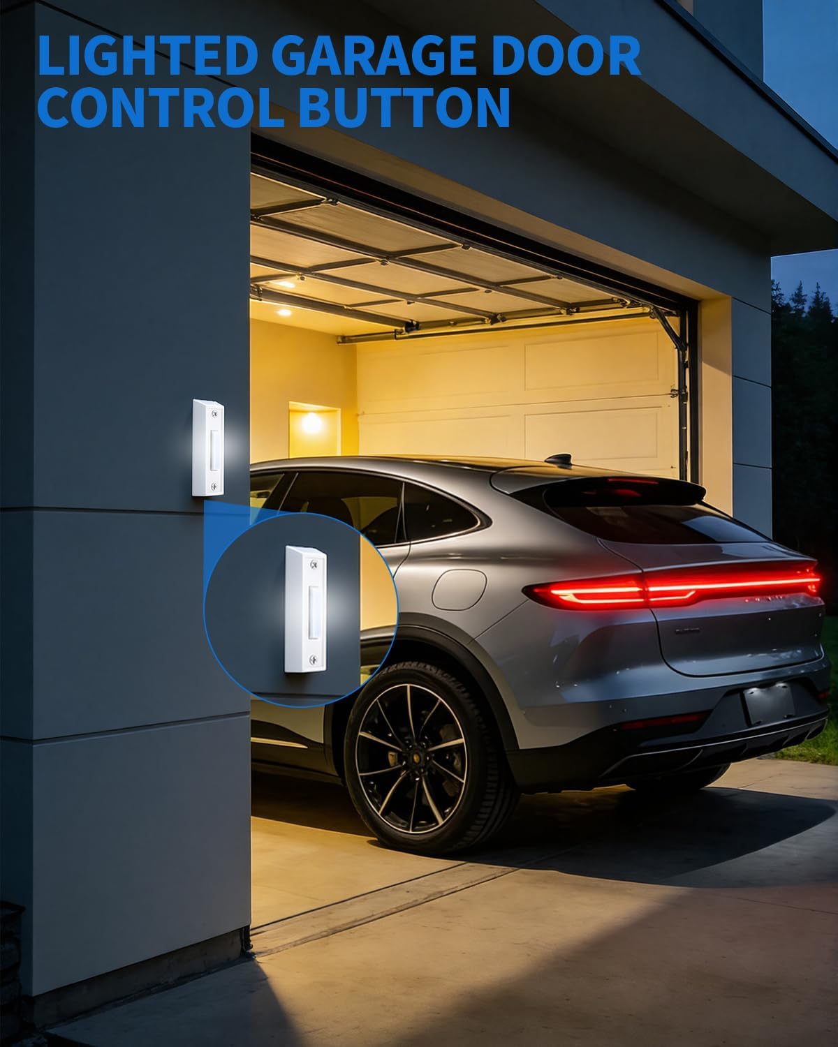 Lighted Doorbell Button, Wired Door Bell Push Button Replacement Door Bell Push Buttons LED Door Chime Wall Mounted Doorbell Switch Garage Doorbell Button (White Light)