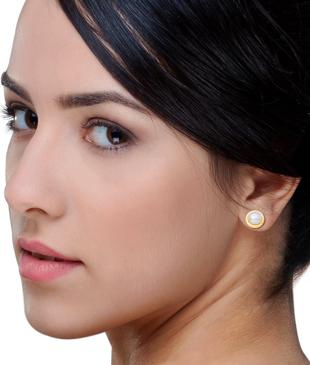 Miore Ohrringe Damen Ohrstecker Gelbgold 9 Karat / 375 Gold Süßwasserperlen