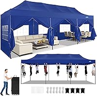 Vista 27 de COBIZI toldo emergente de 10x20 pies, resistente, con 6 paredes laterales, fácil de montar, para eventos comerciales al aire libre, 100%