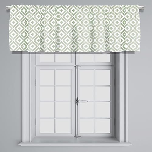 Miniatura 3 de Cenefa de cortina corta opaca con bolsillo para cortinero, diseño geométrico a cuadros, para decoración de cocina, dormitorio, 52 x 18 pulgadas,