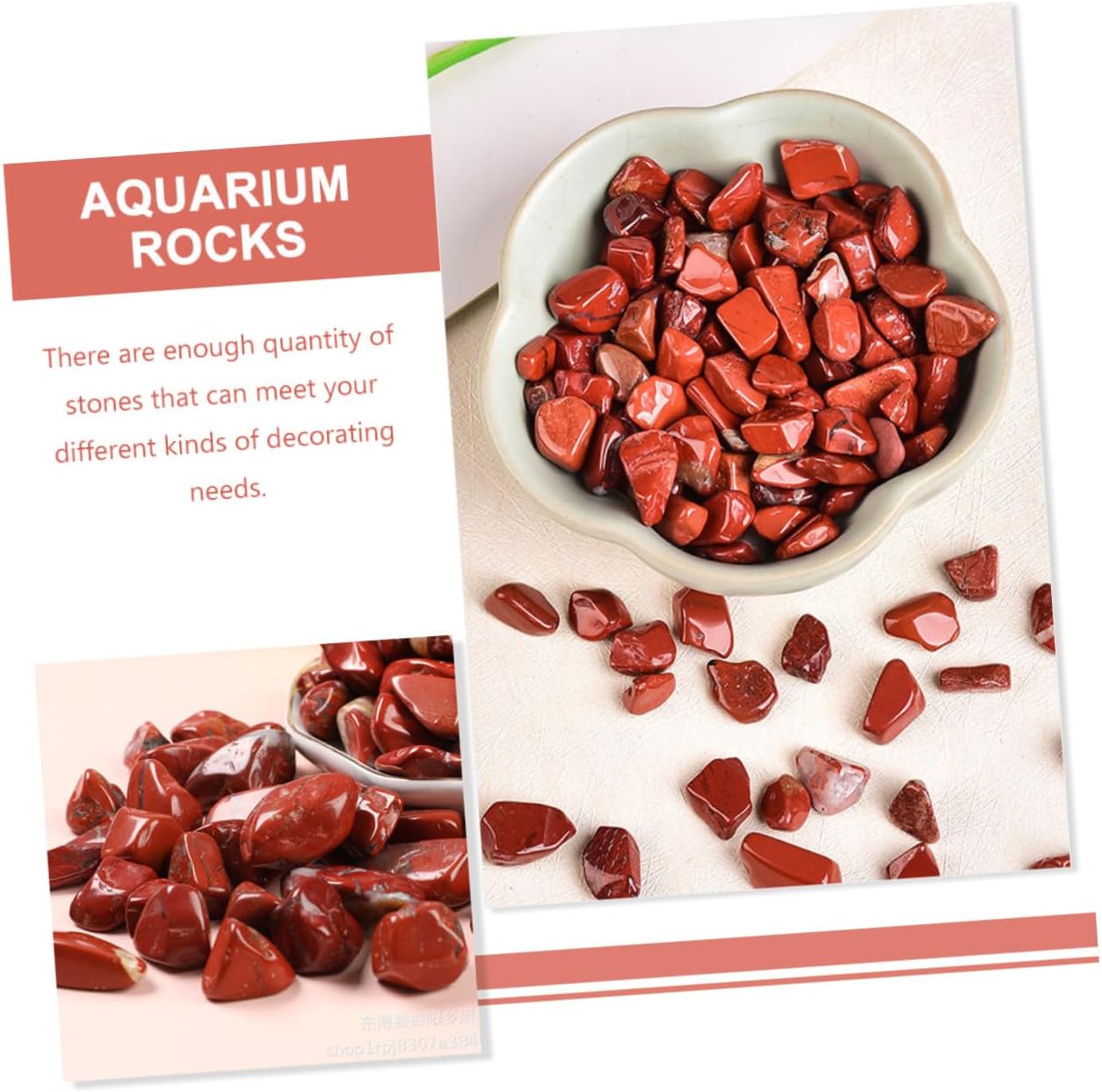 Red Jasper Aquarium Gravel 7-9mm Bulk Decorative Fish Tank Stones Terrarium Rocks for Aquatic Pets and Fish Tank Supplies