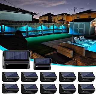 Solar Fence Lights, 8Modes Warm White, Cool White and RGB, Solar Deck Lights Outdoor Waterproof Fence Lights Solar Power, Solar Deck Lights Perfect for Patio, Yard, Wall, Fence, Step. (12pack)