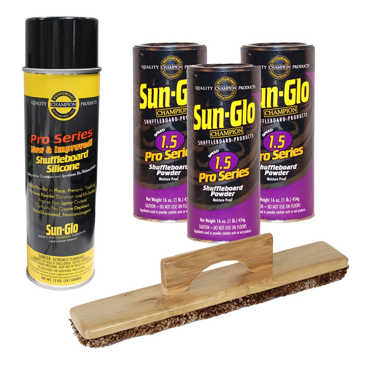 Sun-Glo 3 Cans #1.5 Pro-Series Wax, Sweep, Silicone Spray