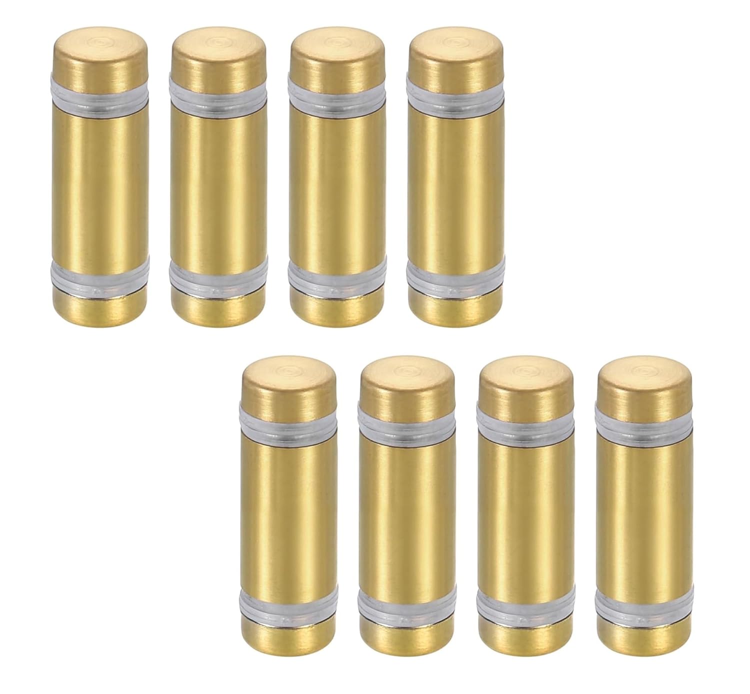 Billboard Fixing Screws,Advertising Standoff Fixings,8pcs Golden Stainless Steel Double Head Advertising Screws Wall Standoff Mounts Hardware Double Head Standoff Screws Acrylic Glass Nails(12*70mm)