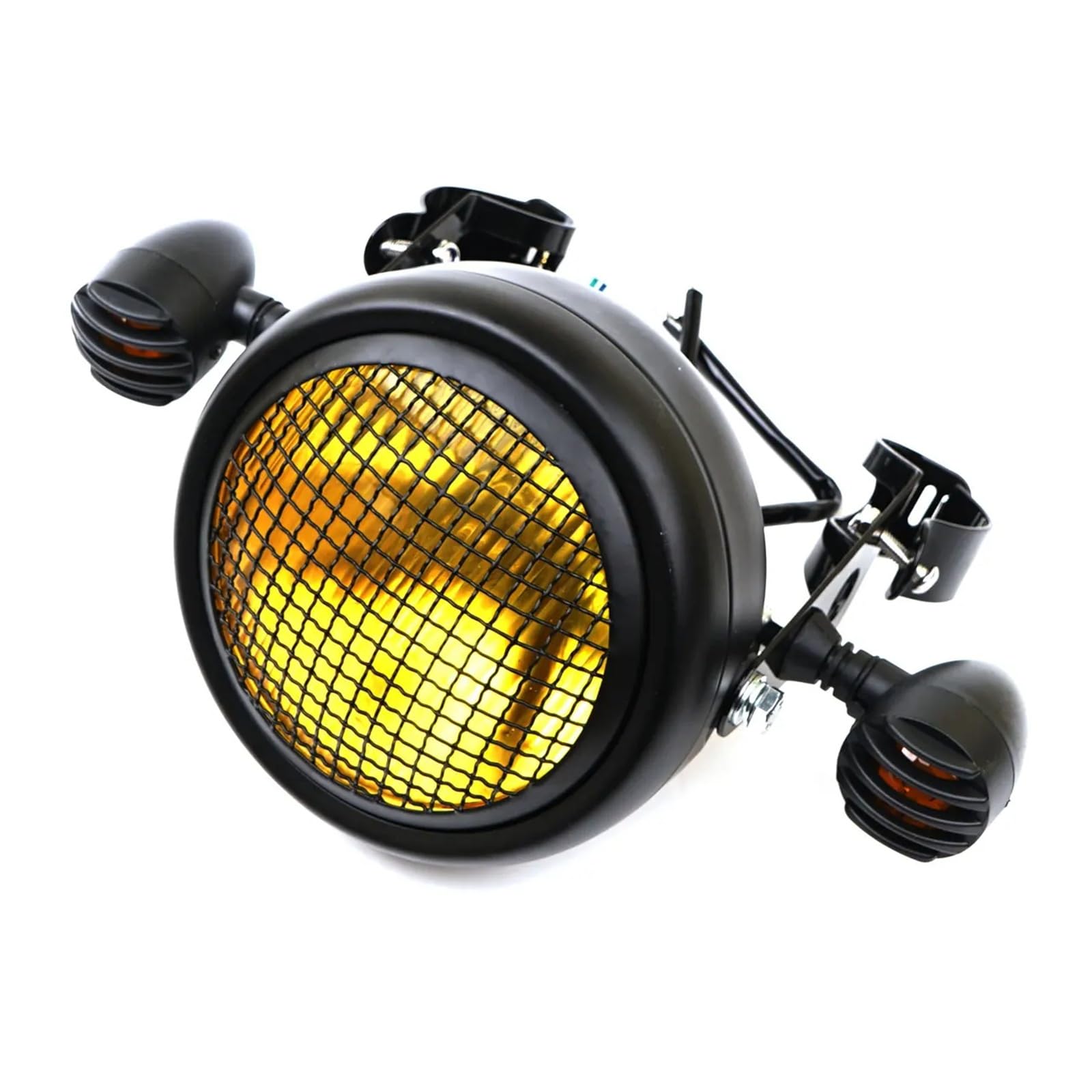 ESPYN Phares Avant Moto Phare Avant Universel 5,75 Pouces Pour Moto Scooter Feu Avant Rond Rétro En Maille