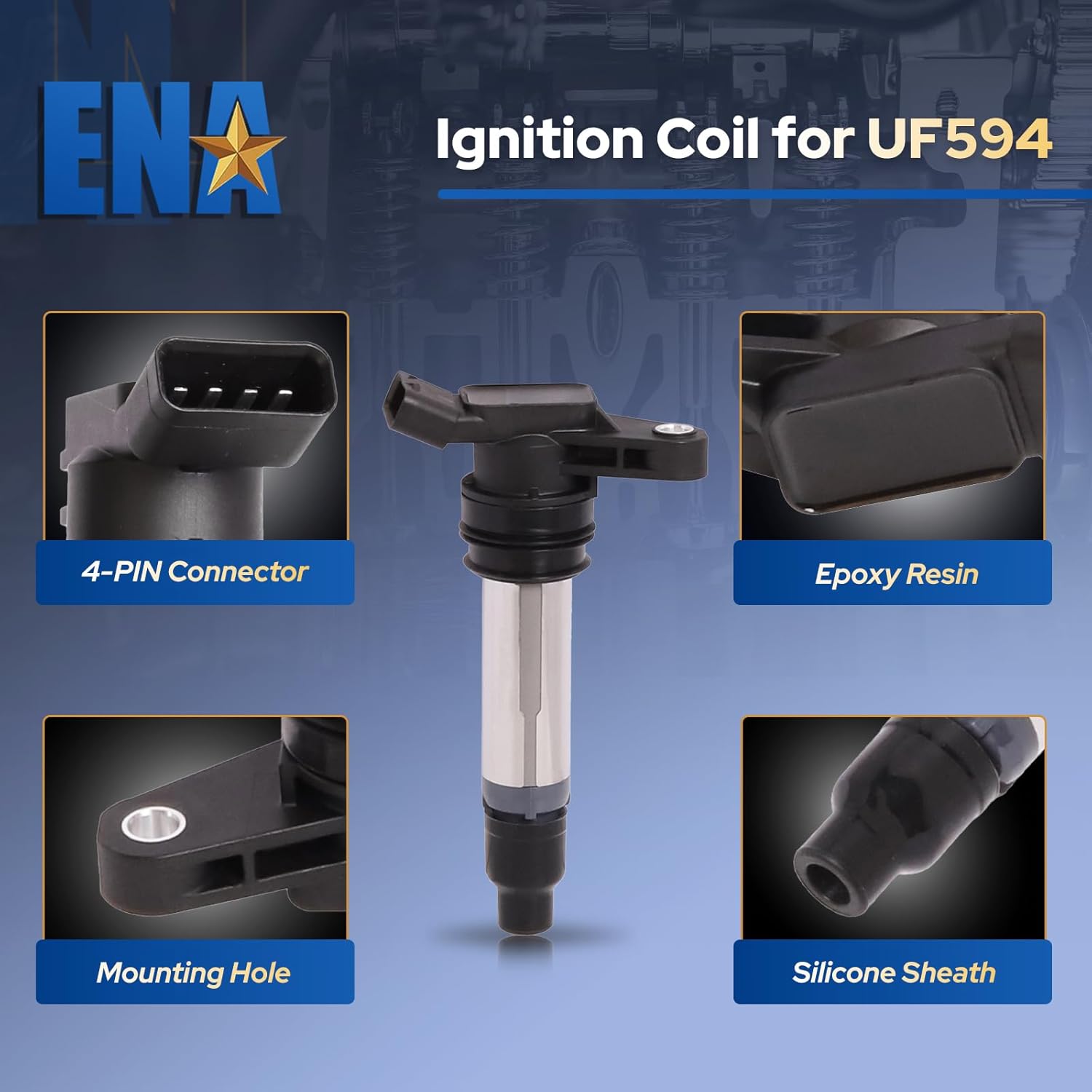 ENA Set of 6 Ignition Coil Pack Compatible with Volvo Land Rover LR2 S60 S80 V70 XC60 XC70 L6 3.0L 3.2L Turbo Replacement for 306842450 LR002954 UF594 C1677 5C1734