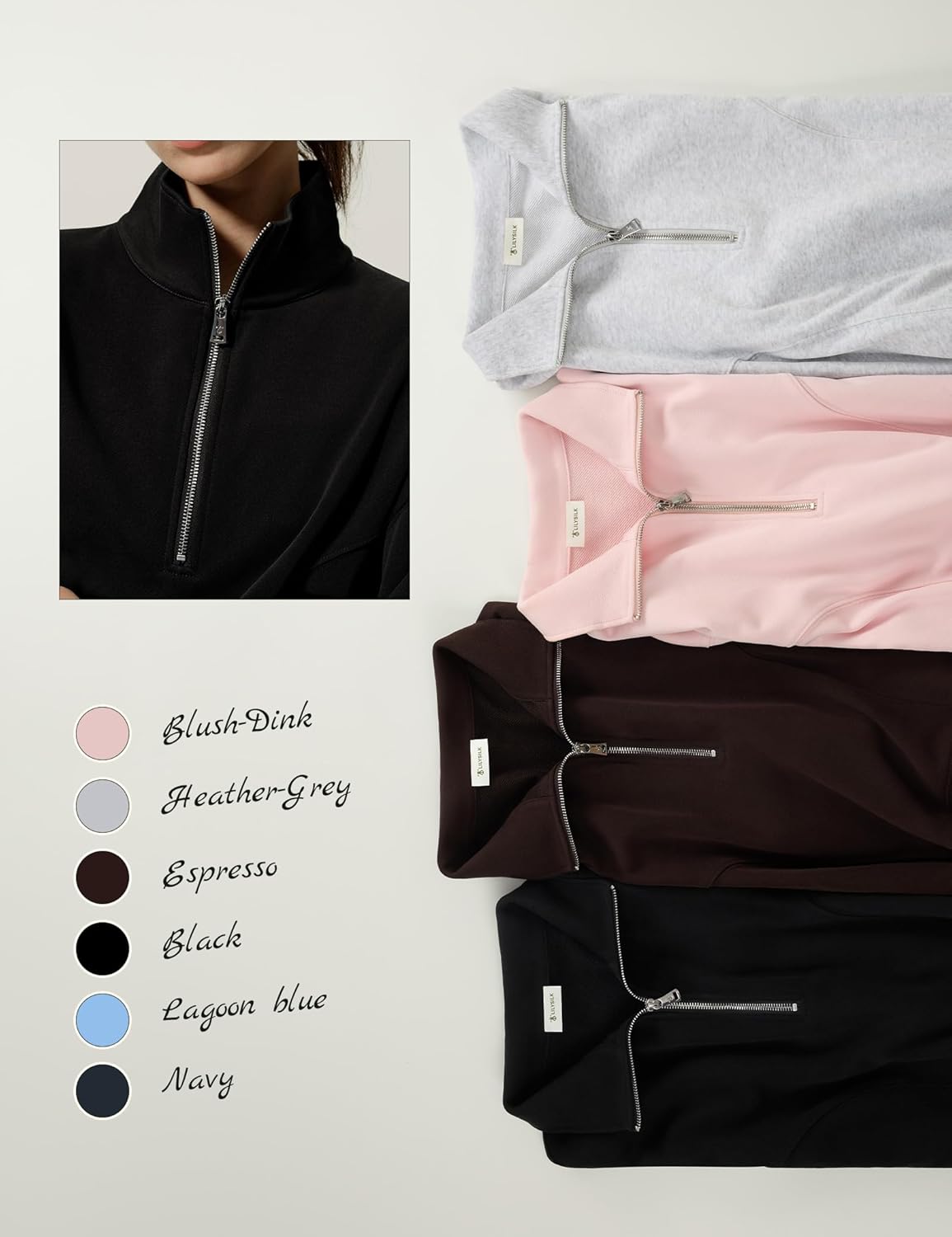 LilySilk Women Silk Terry Sweatshirt Stand Collar Half-zip Oversize Cropped Sweatshirt Top For Ladies Sports Casual - Image 2