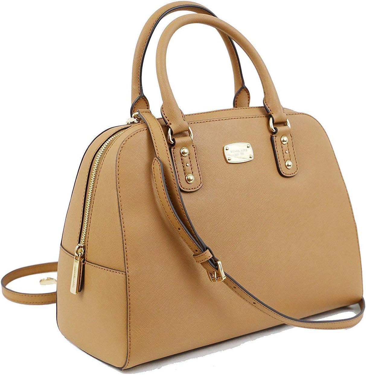 Michael Kors Saffiano Leather Large Satchel Handbag (Acorn)