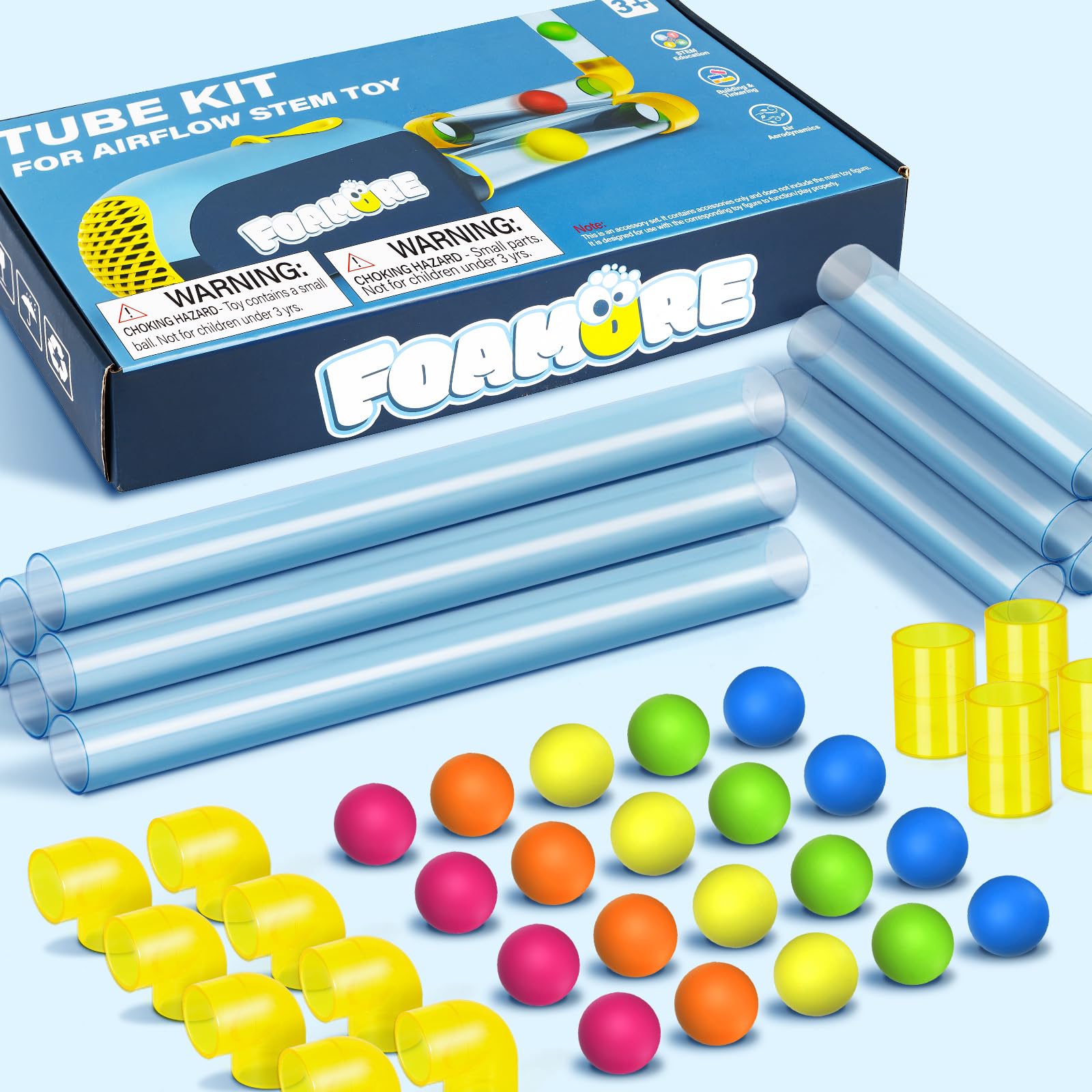 Tube Kit for Airflow STEM Toy, Air Tubes Toy STEM Kits Building Toys, Education, Air Aerodynamics, Building & Tinkering