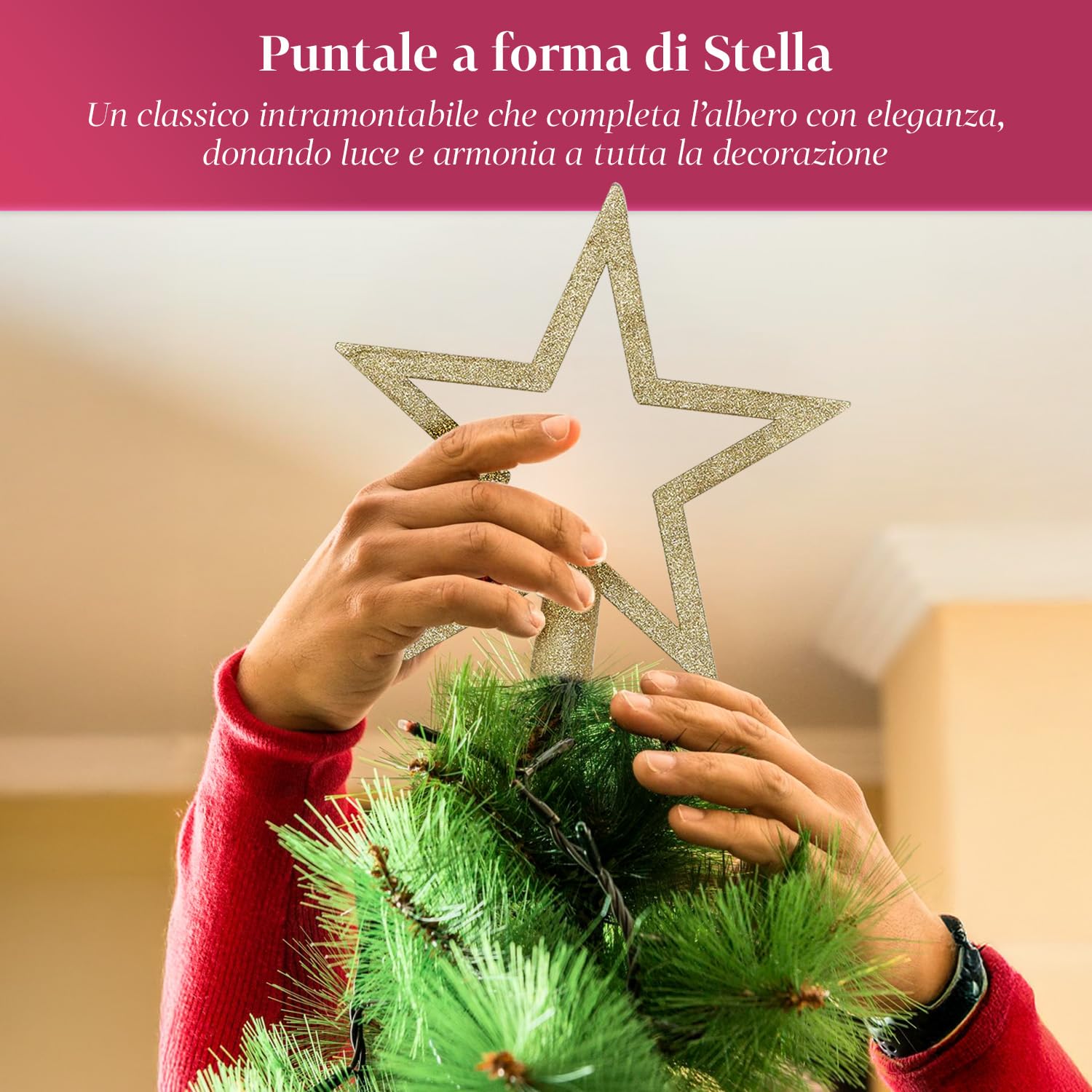 Wintem Lot de 106 décorations d'arbre de Noël en Rouge et Or avec balles, Fleurs et étoiles incassables pour décorations de Noël coordonnées, faciles à accrocher et à réutiliser