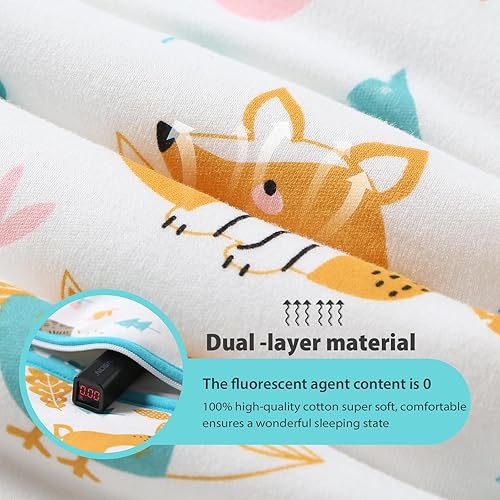 Miniatura 6 de Mosebears - Saco de dormir para bebé, con cremallera de 2 direcciones, saco de dormir unisex de algodón, 2.5 tog (mundo animal, de 18 a 24 meses)